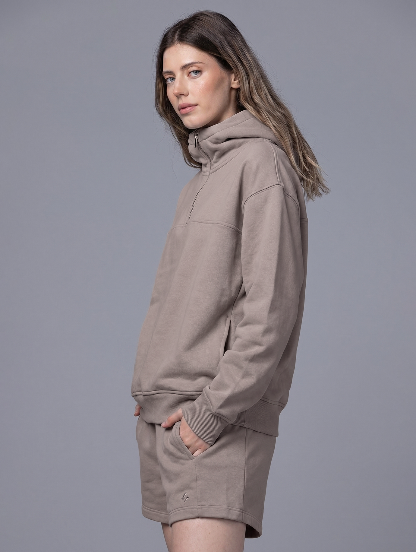 Allwear Organic Half-Zip Hoodie 2.0 Cinder