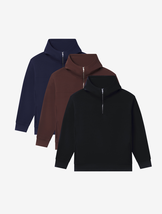 Allwear Organic Half-Zip Hoodie 2.0 3 Pack Bundle